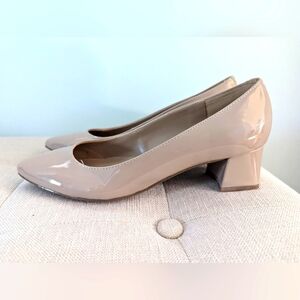 Bandolino nude patent pumps with 2" heel, size 9.